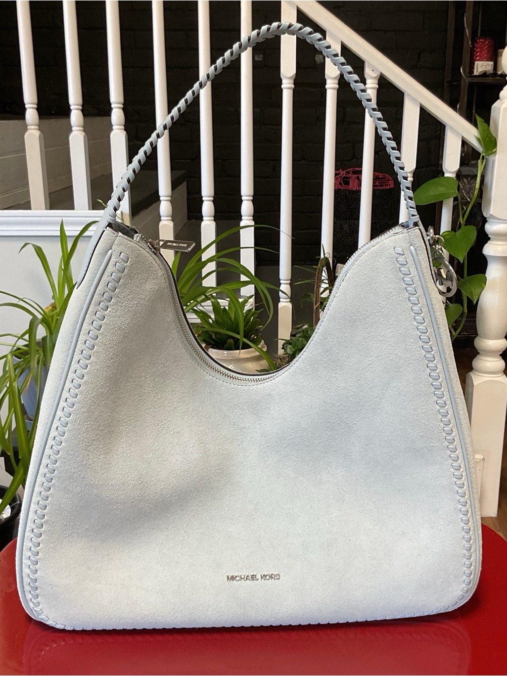 Michael Kors Light Blue Suede Hobo Bag Nwt